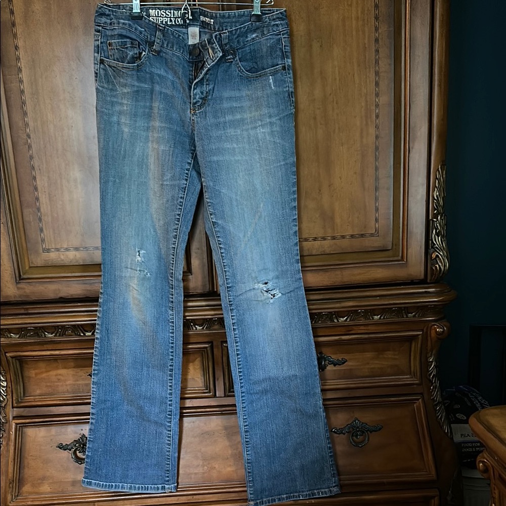 Mossimo Supply Co. Distressed Blue Boot Cut Jeans